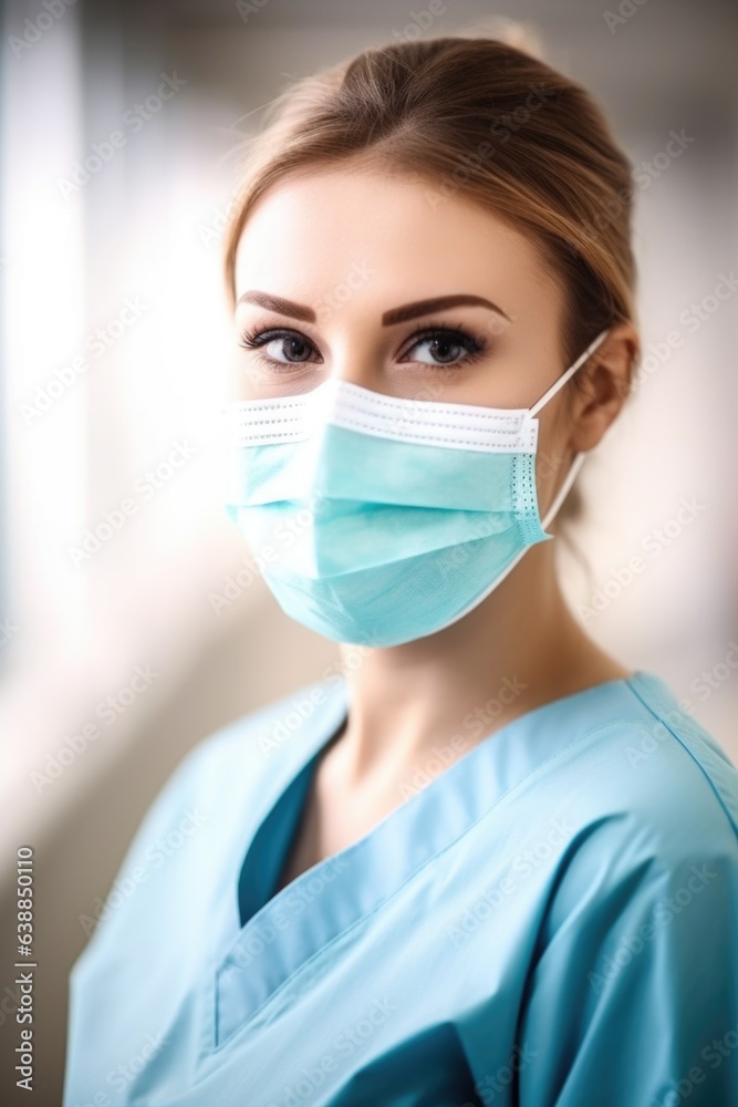 shot of a young nurse looking happy while wearing her face mask shot of a young nurse looking happy while wearing her face mask