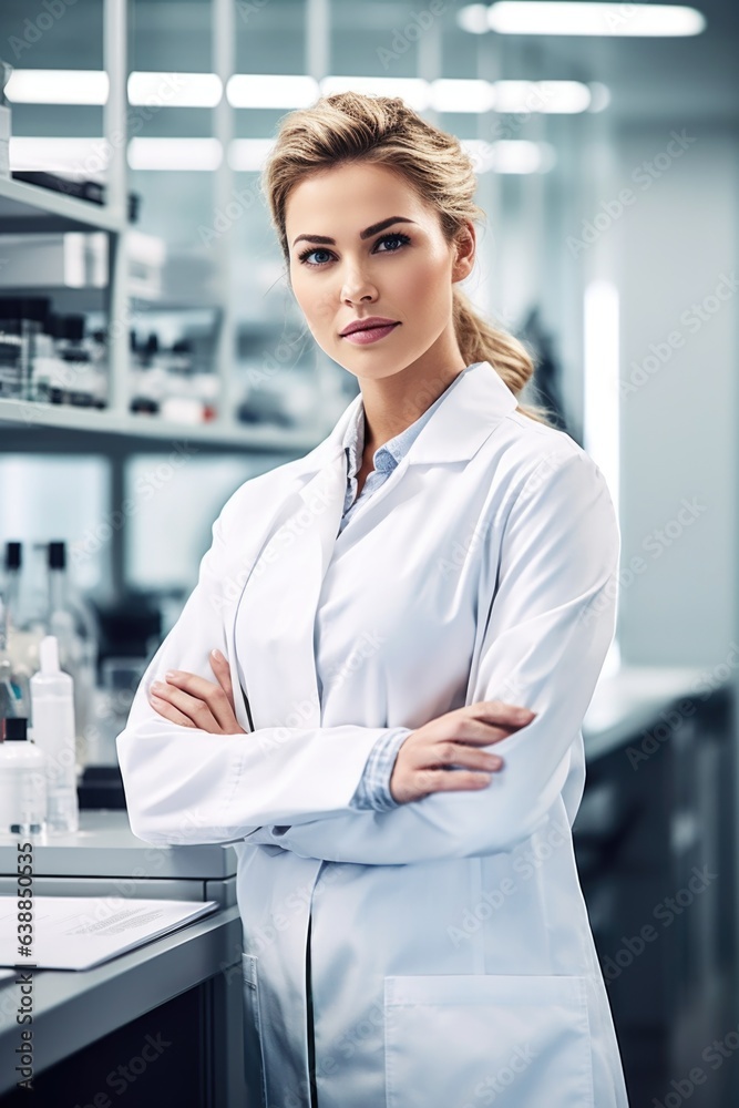 shot of an attractive female scientist in a lab shot of an attractive female scientist in a lab