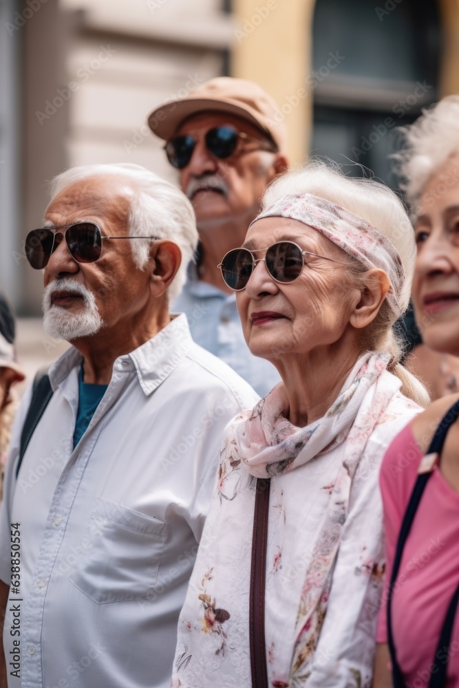 portrait of a diverse group of seniors visiting the city for sightseeing portrait of a diverse group of seniors visiting the city for sightseeing
