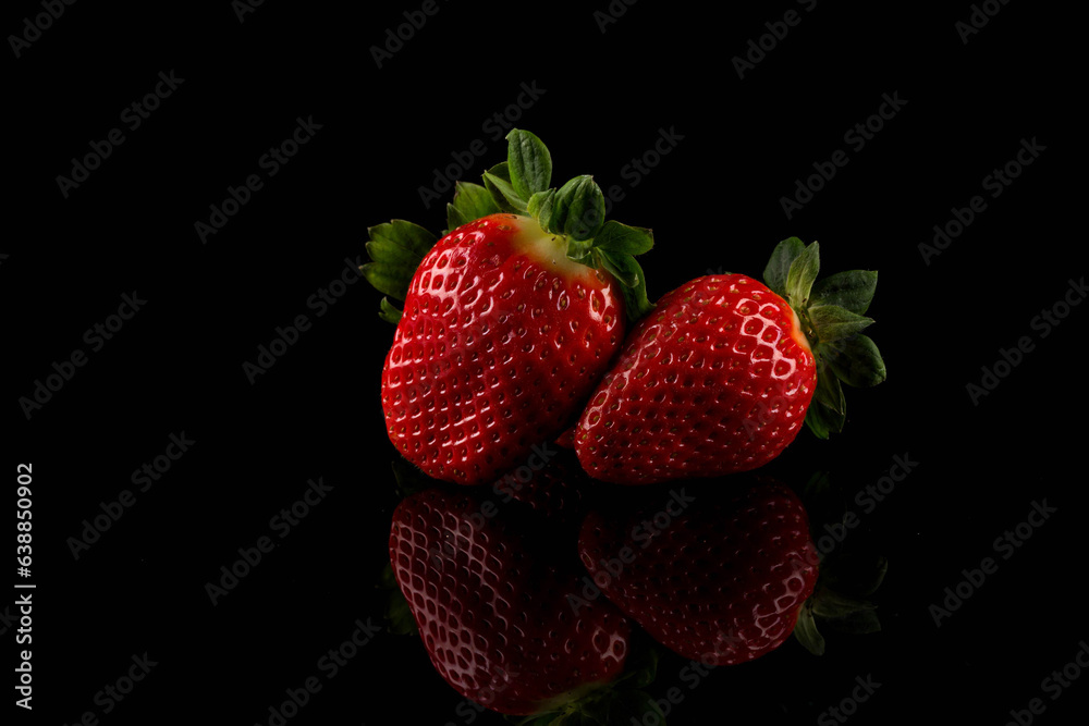Red ripe strawberry fruits