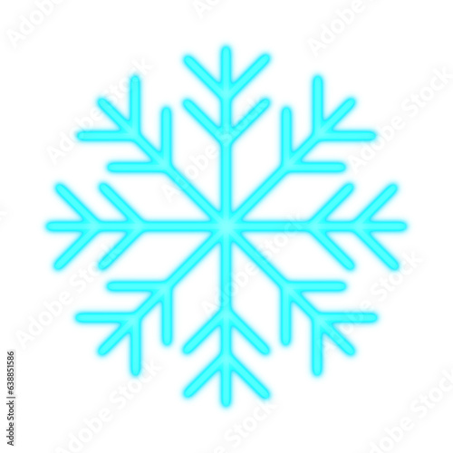 Cyan Christmas Snowflake with Glow Effect