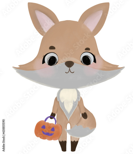 Fox hoding a bsaket halloween photo