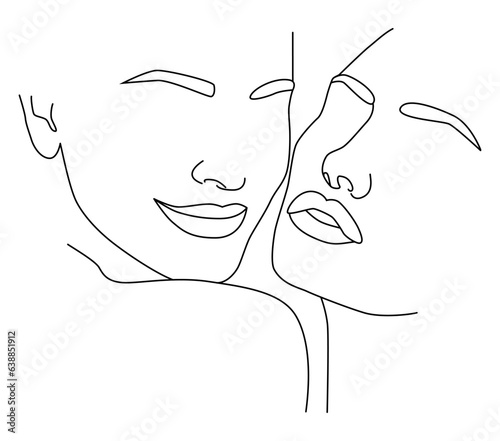 Portrait along the lines. Drawing in the style of one line.