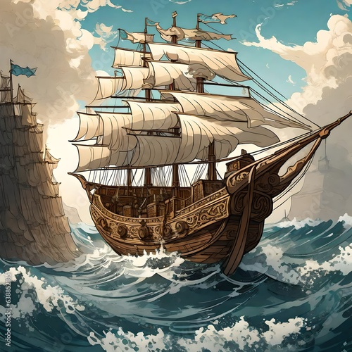 pirate ship in the sea