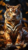 The Paper Predator - A Realistic Tiger Crafted Through the Timeless Techniques of Origami - Stripes and Stealth in Every Fold - Paper Origami Tiger Background created with Generative AI Technology