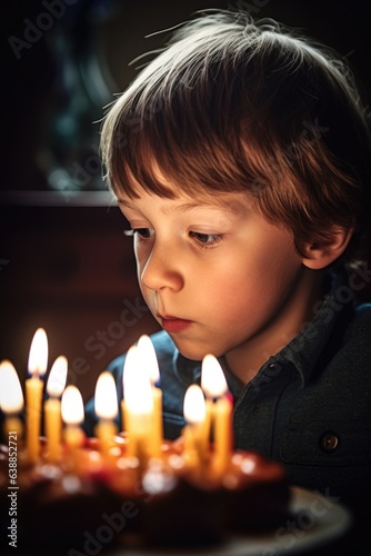 Wallpaper Mural shot of a little boy blowing out candles on his birthday cake Torontodigital.ca