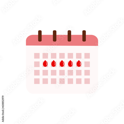 Female Menstruation Period Calendar Icon. Health, Hormone, hygiene, Monthly Menstrual tracking concept. Flat vector design isolated Illustration. 