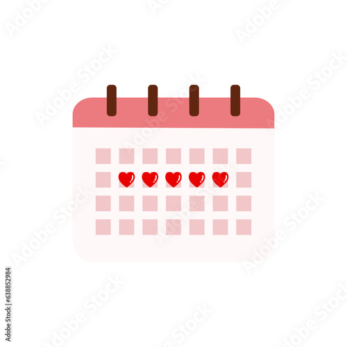 Female Menstruation Period Calendar Icon. Health, Hormone, hygiene, Monthly Menstrual tracking concept. Flat vector design isolated Illustration. 