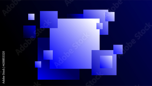 Cyber abstract blue pixel squares technology gradient dark background