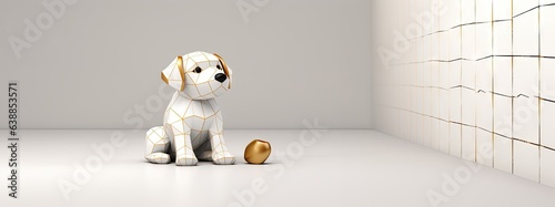 A Cute Dog Crafted in the Timeless Minimalistic Kintsugi Style Wallpaper - Paws and Golden Patches - Beauty in Every Mend - Kintsugi Dog Background created with Generative AI Technology