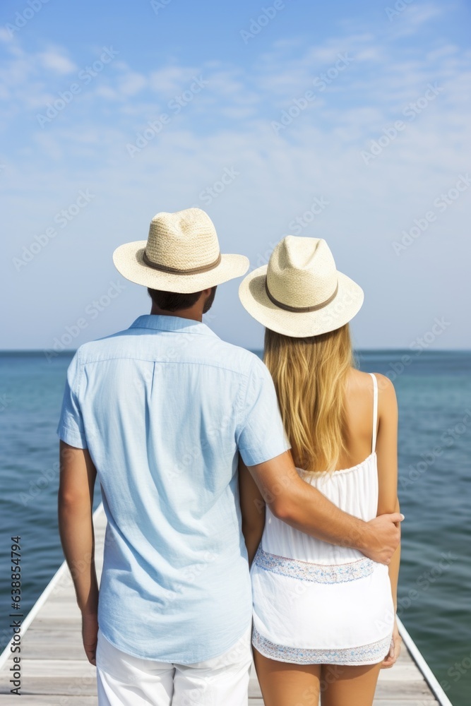 rear view of a young couple enjoying their vacation