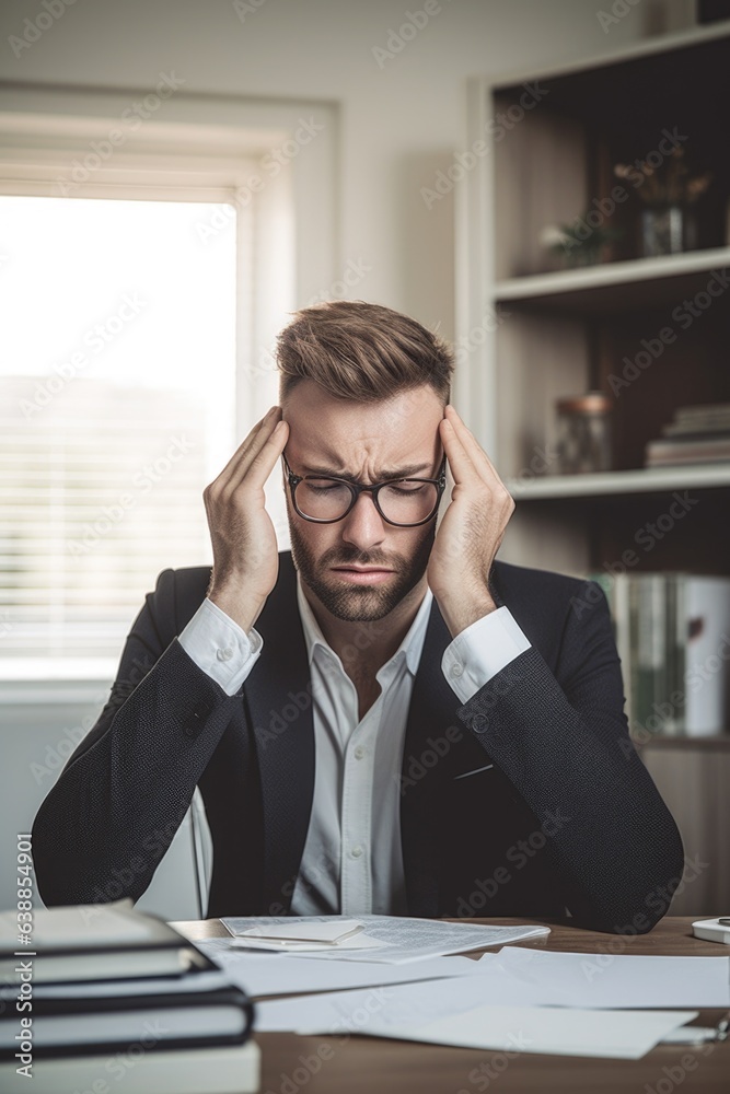 shot of a young businessman looking stressed in his home office shot of a young businessman looking stressed in his home office