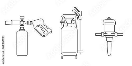 Car wash service equipment icons set