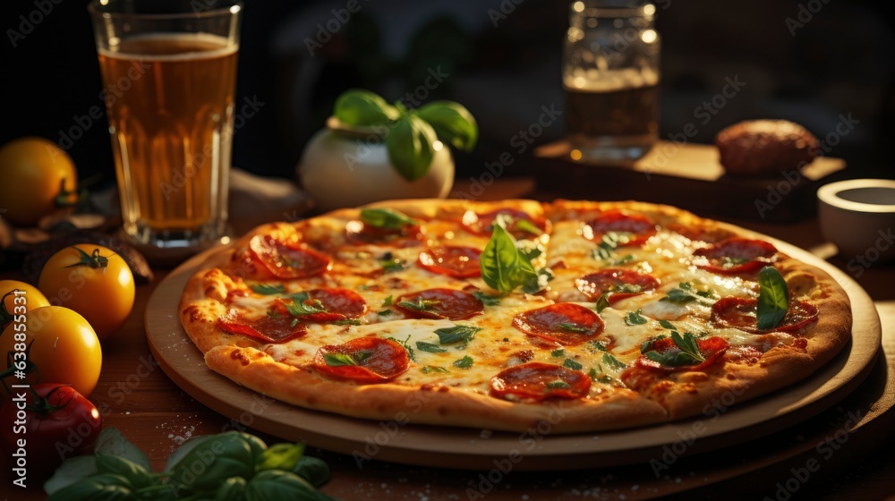 The pizza is covered with cheese and pepperoni and is being served on a white plate The pizza is covered with cheese and pepperoni and is being served on a white plate