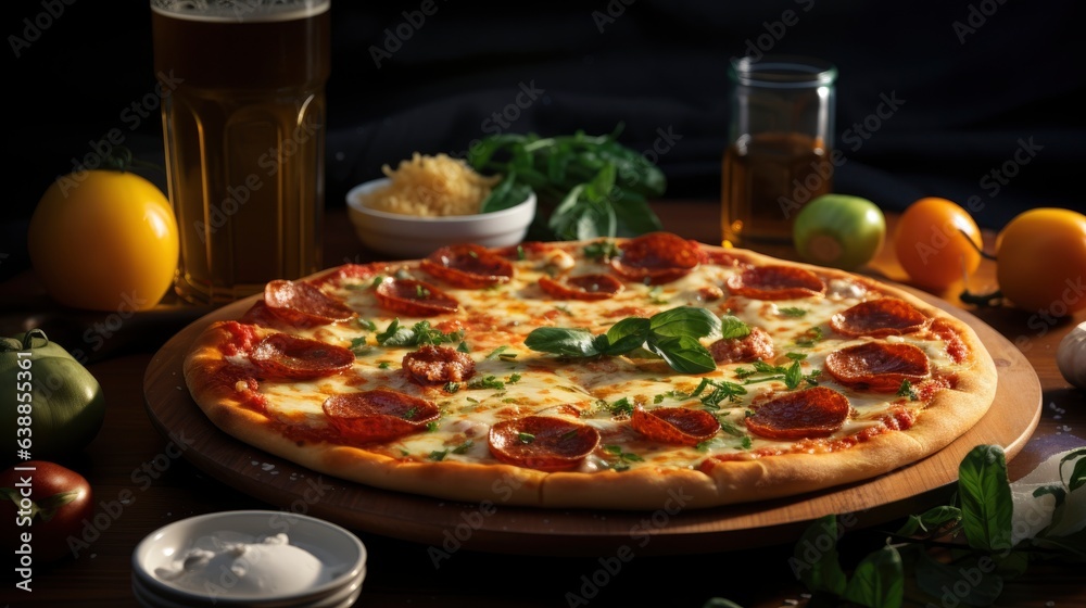 The pizza is covered with cheese and pepperoni and is being served on a white plate The pizza is covered with cheese and pepperoni and is being served on a white plate