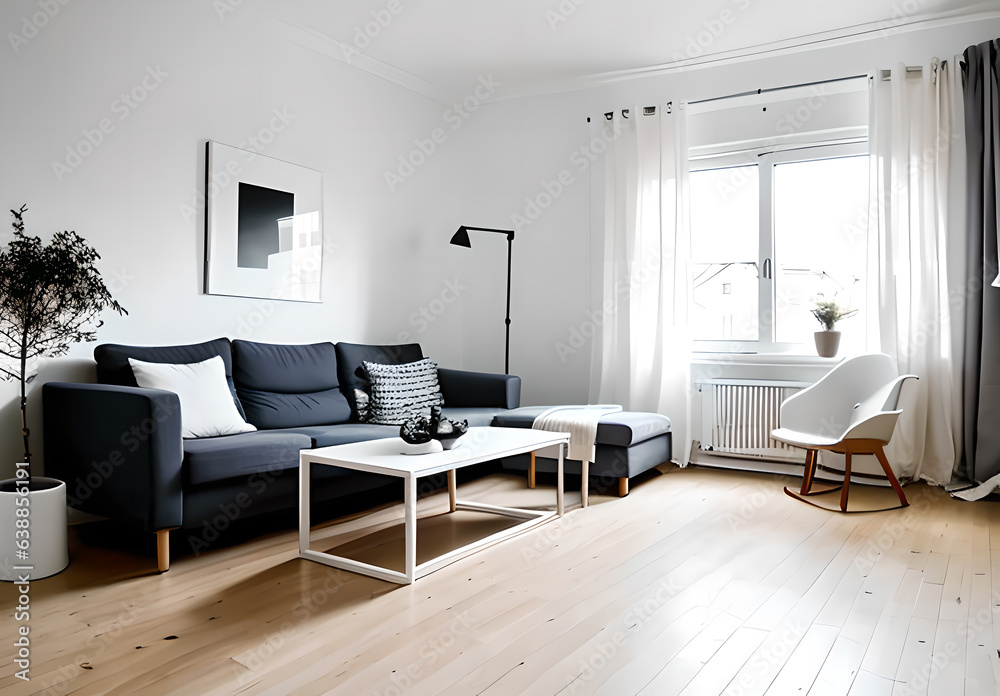 Fototapeta premium Modern living room with sofa,Generative AI
