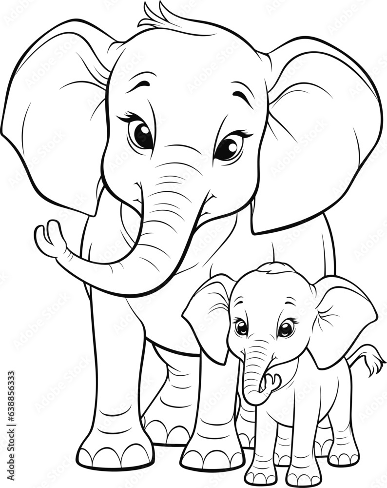 Naklejka premium Cute elephant stands ans smiles