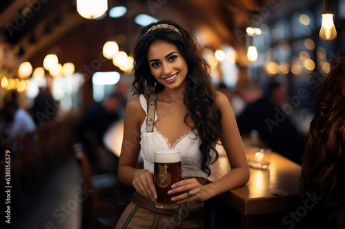 AI generated image of waitress with beer on octoberfest