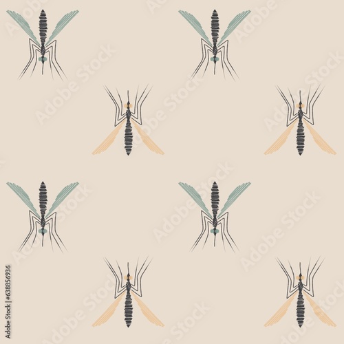 Mosquito seamless pattern for textile design, wallpaper, wrapping paper.