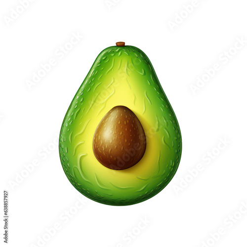 avocado 3d fruit icon isolated on transparent background photo