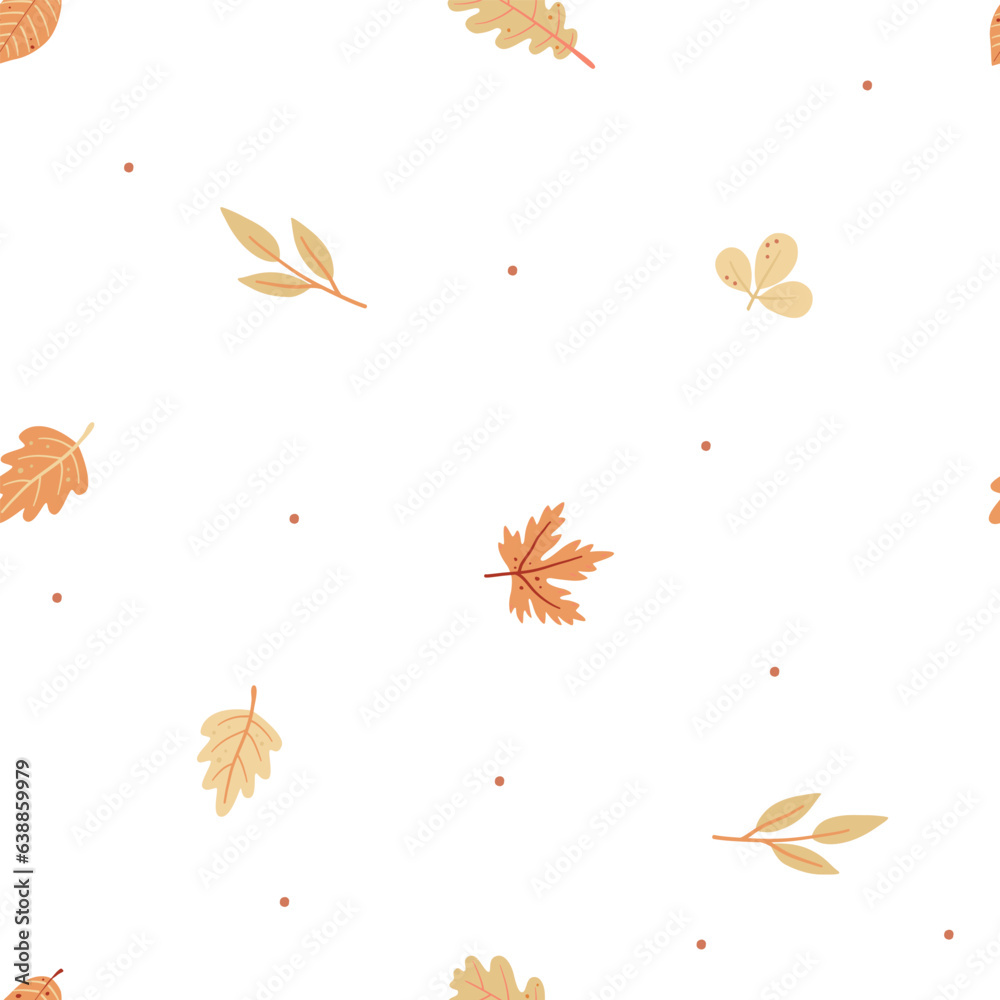 Seamless pattern with childish autumn plants twigs leaves. Cute illustration for child textiles, design. Seamless pattern with childish autumn plants twigs leaves. Cute illustration for child textiles, design.