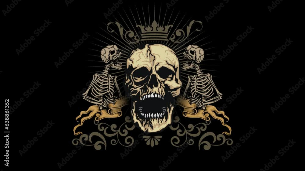 Gothic sign with animated skull