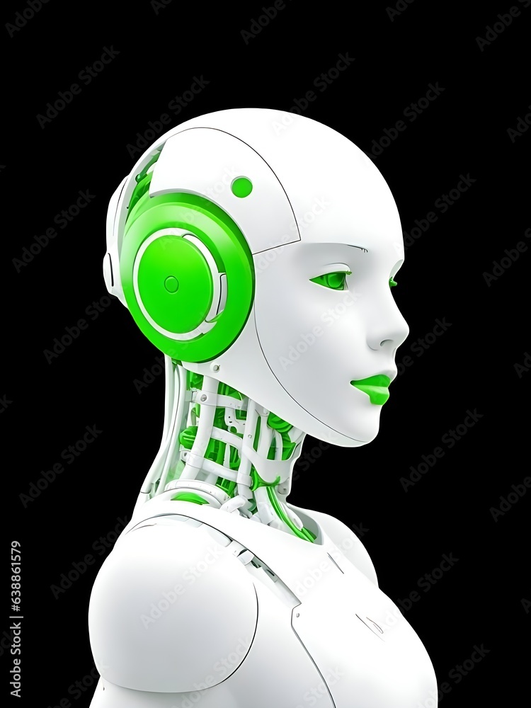 Humanoid AI robot futuristic 3d modern design isolated on black background Humanoid AI robot futuristic 3d modern design isolated on black background