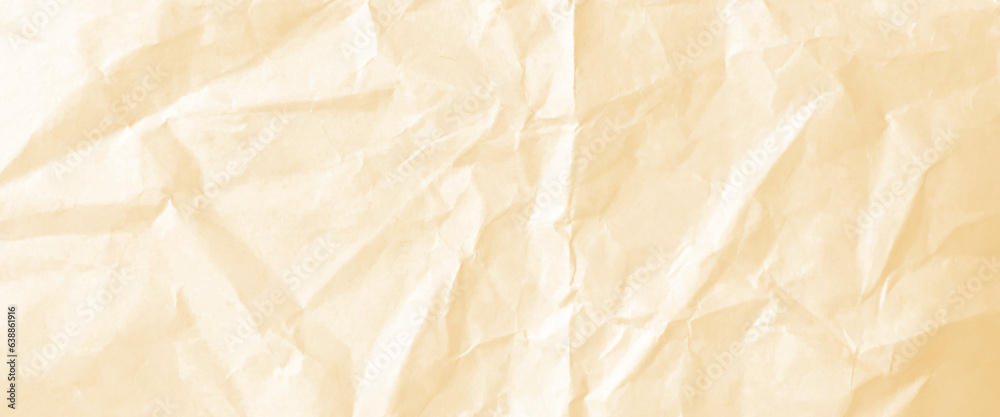 Fototapeta premium Creased Craft light brown color recyclable organic paper bag texture background, old dark brown crumpled paper texture, brown striped recycle Kraft paper, crumpled grunge texture sample. 