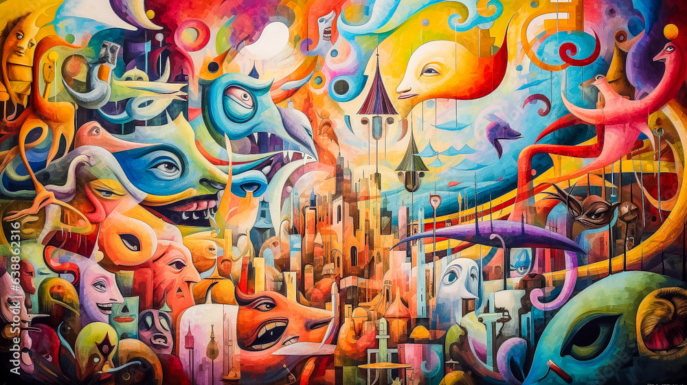 Paysage urbain en peinture, représentation abstraite