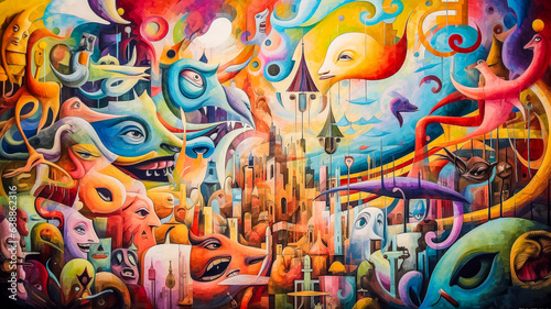 Paysage urbain en peinture, représentation abstraite