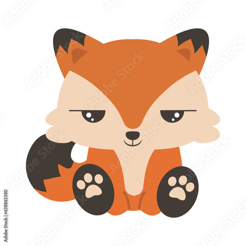 Funny red fox flat style