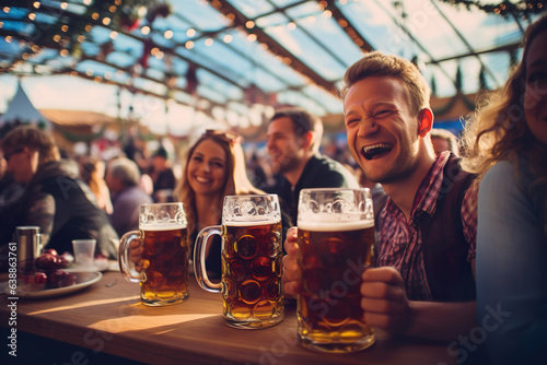 AI generated image of beer on octoberfest photo