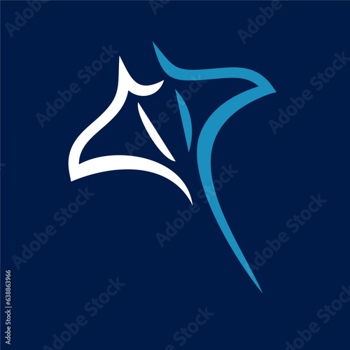 simple stingray line icon logo vector design, modern logo pictogram design of manta ray fish