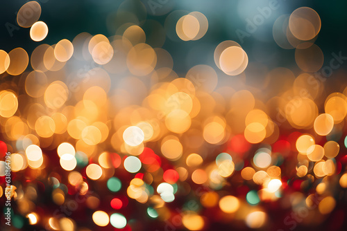 Abstract bokeh background Christmas and New Year holidays background AI Generative