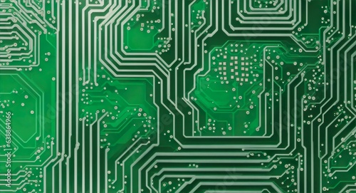 Obraz na płótnie classic green circuit board background texture. Generative AI.