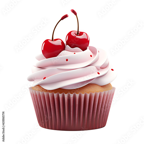 Fotografia Cupcake with cherry and pink cream