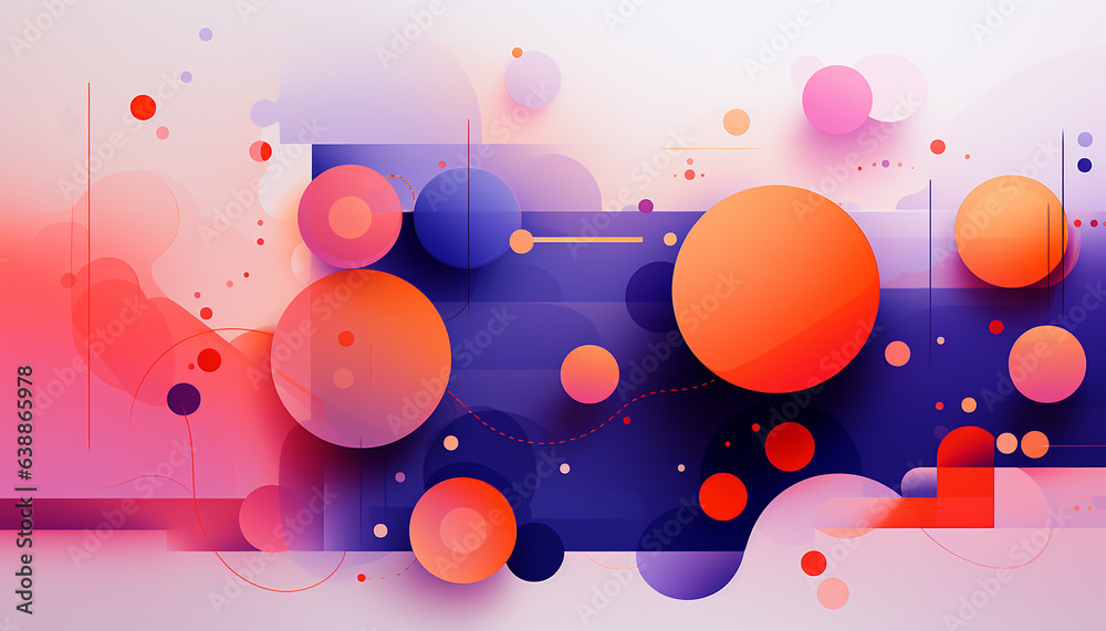 Artistic abstraction with colorful circles and lines.illustration of multicolored abstract background with different lines and spot. Abstract Multicolored Painting Background. Contemporary Art