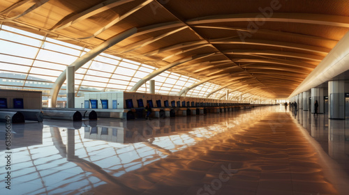 Airport terminal  modern airport terminal. Generative Ai
