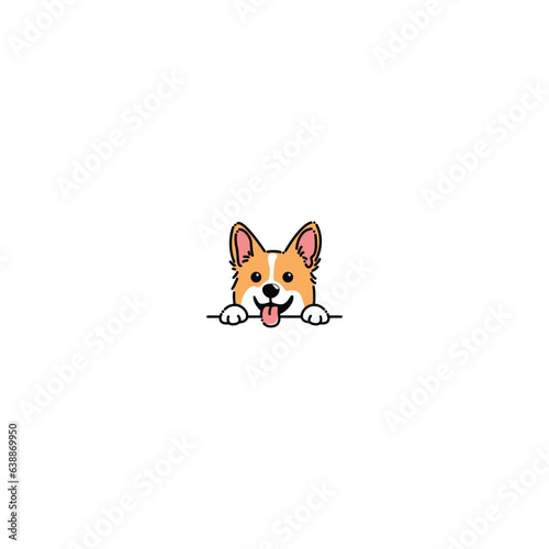 Cute pembroke welsh corgi puppy cartoon, vector illustration.