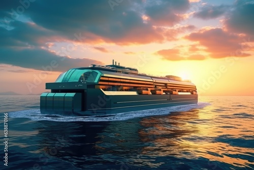 Futuristic cargo ship of the future. © YouraPechkin