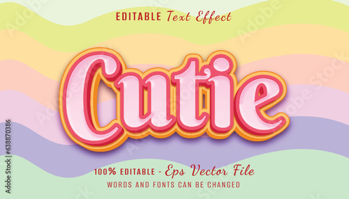 cutie 3d text effect design with colorfull background