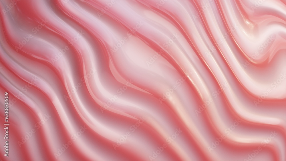 Obraz premium 3D Romantic Swirly Sweet Strawberry Dessert Food Advertising Texture. Pink Decorative Swirls Marbled Candy for Valentine's Day.