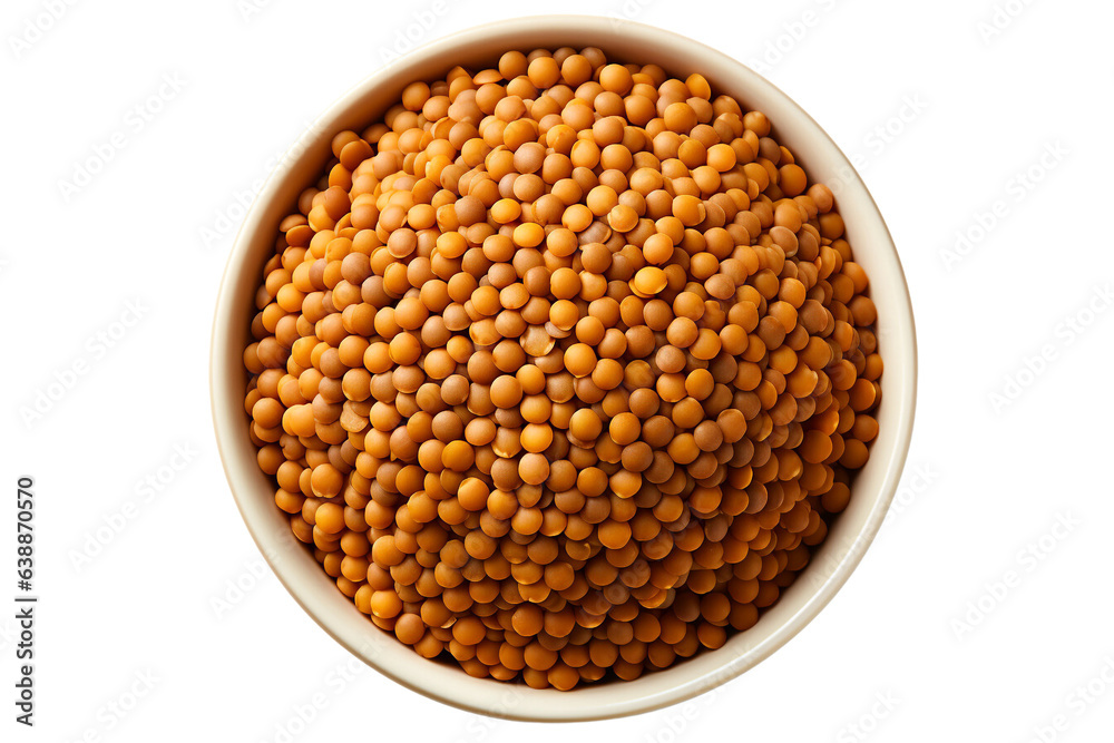 lentils seeds in the bowl on isolated background.Healthy and vegan concept.Created with Generative AI technology. lentils seeds in the bowl on isolated background.Healthy and vegan concept.Created with Generative AI technology.