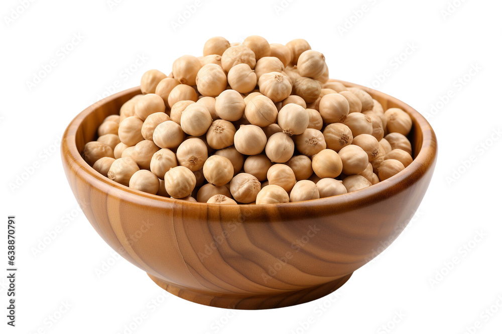 Chickpeas in the bowl on isolated background.Healthy and vegan concept.Created with Generative AI technology. Chickpeas in the bowl on isolated background.Healthy and vegan concept.Created with Generative AI technology.