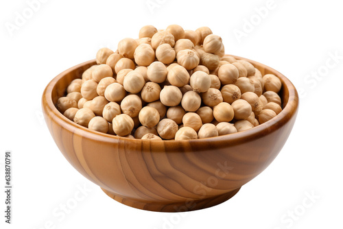 Chickpeas in the bowl on isolated background.Healthy and vegan concept.Created with Generative AI technology.