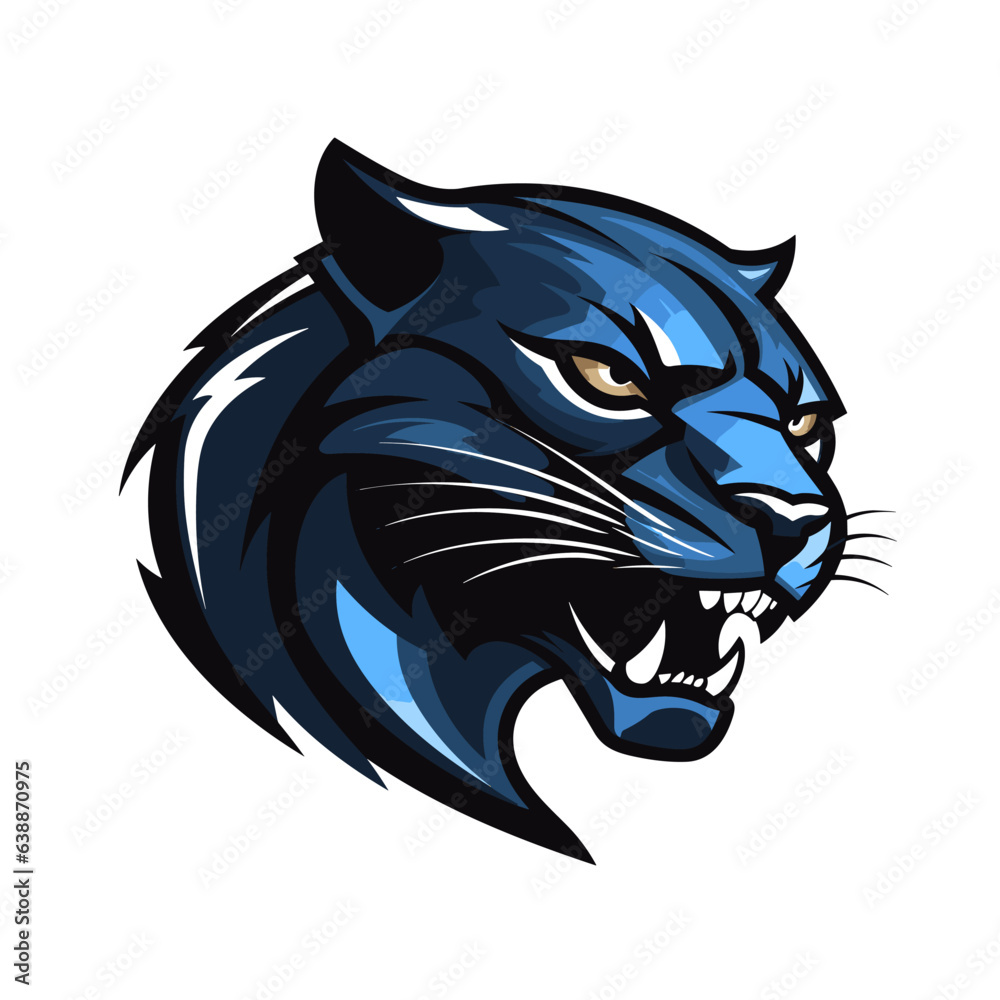 Esport panther vector logo on white background side view, panther icon, panther head, panther sticker