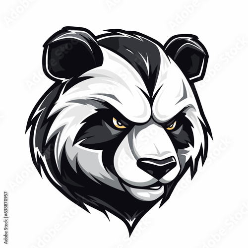 Esport panda vector logo on white background side view, panda icon, panda head, panda sticker
