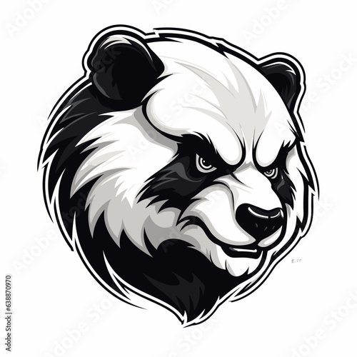 Esport panda vector logo on white background side view, panda icon, panda head, panda sticker