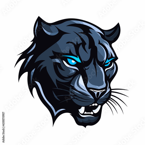 Esport panther vector logo on white background side view, panther icon, panther head, panther sticker