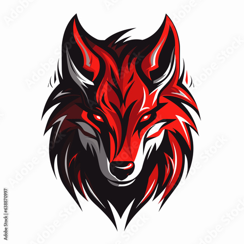 Esport wolf vector logo on white background side view, wolf icon, wolf head, wolf sticker